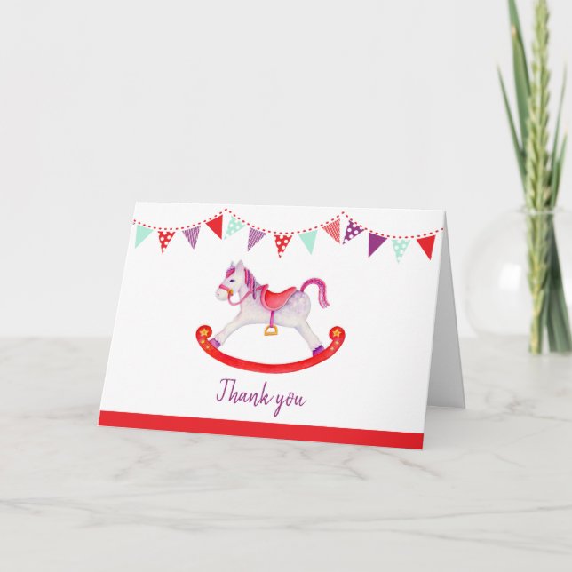 Cheval de roche baby shower rouge violet merci (Devant)