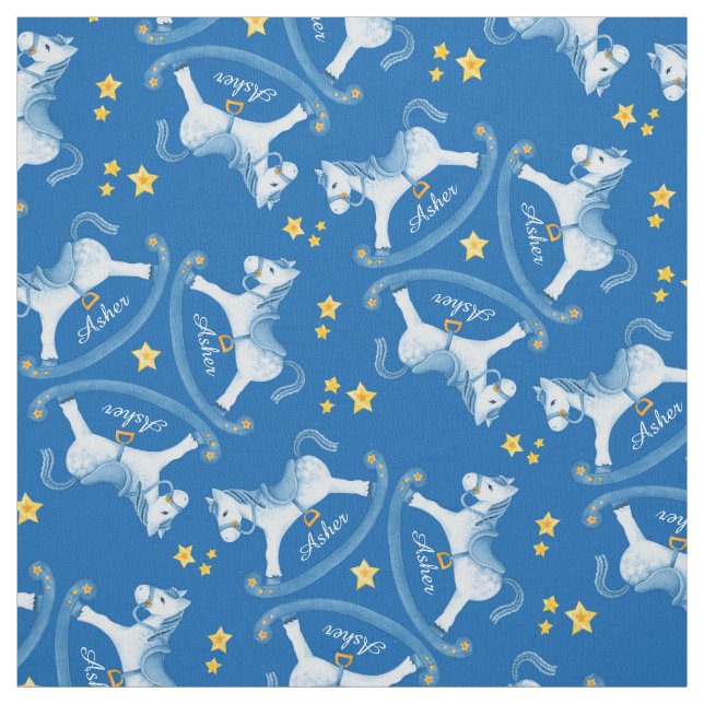 Cheval de roche bleu foncé nom garçon tissu de pép (Échantillon)
