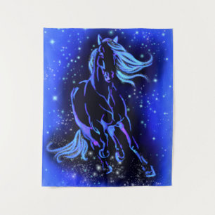 Cheval De Tapisserie Courant À Bleu Starry Nuit
