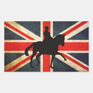 Cheval Dressage avec Stickers Drapeau Union Jack
