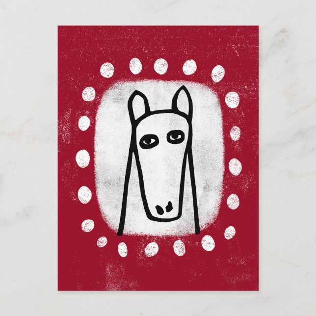 Cheval Drôle Sur Carte Postale Rouge (Devant)