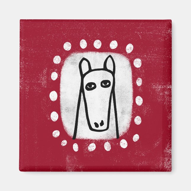 Cheval Drôle Sur Le Réfrigérateur Rouge Aimant (Devant)