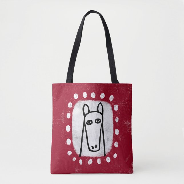 Cheval Drôle Sur Le Sac fourre-tout Rouge (Devant)