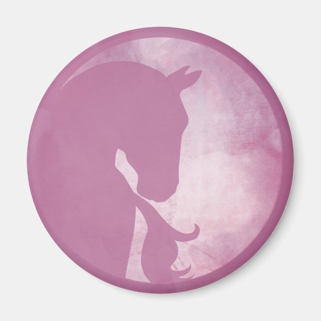 Cheval en cercle - Aimant rose (Devant)
