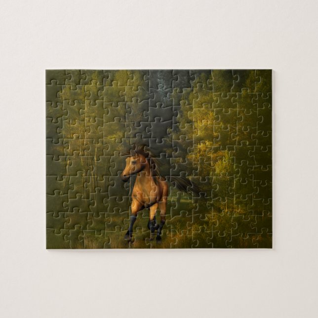 Cheval en peau de seau dans le Puzzle de la forêt (Horizontal)