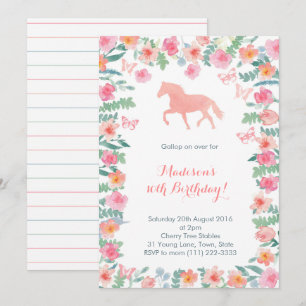 Cheval équitation Pony Leçons Invitations de la fê