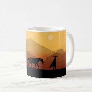 Cheval espagnol et l'homme Silhouette café Mug