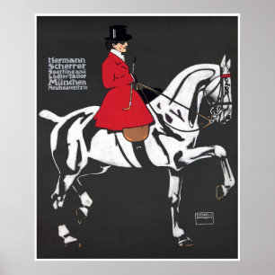 CHEVAL et CAVALIER d'ART DÉCO : Affiche de