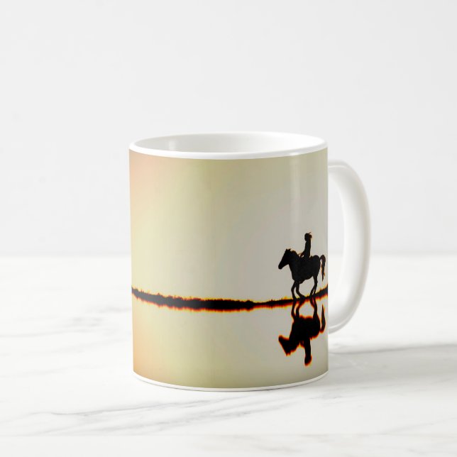 Cheval et cavalier sur la plage Café Mug (Devant droit)