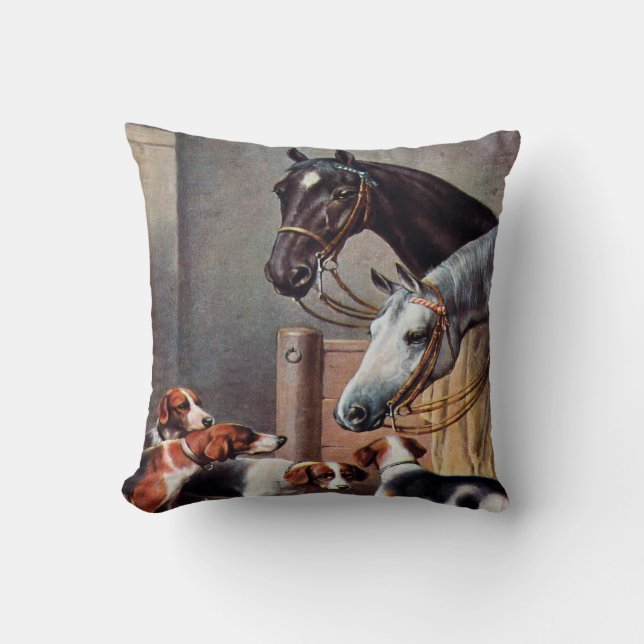 Cheval et chiens dans un coussin stable (Recto)