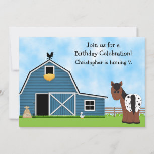 Cheval et ferme Invitation d'anniversaire pour gar