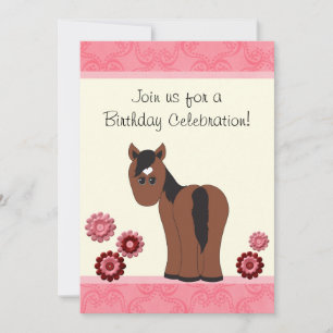 Cheval et Fleurs Invitation d'anniversaire pour le