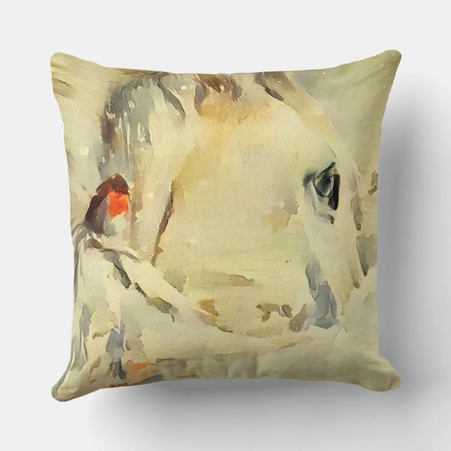 Cheval et oiseau Grand oreiller à lancer (Verso)