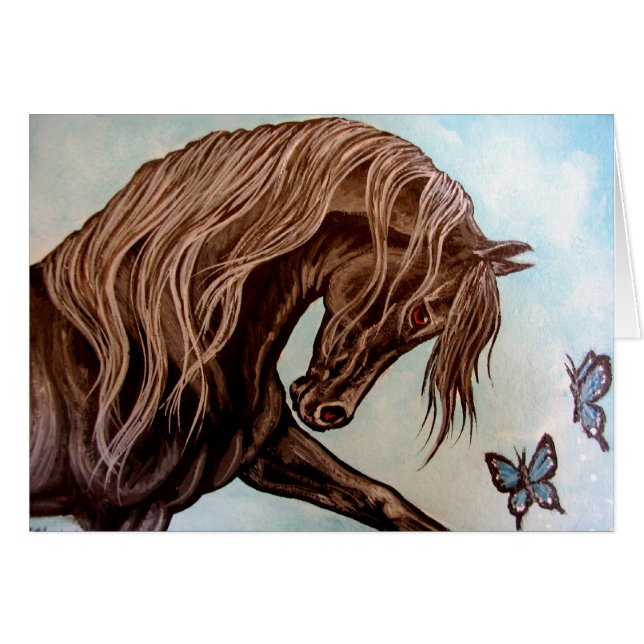 Cheval et papillons Arabes (Devant horizontal)