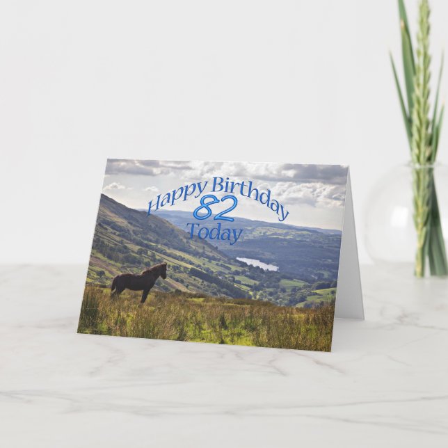 Cheval et paysage Carte 82e anniversaire (Devant)