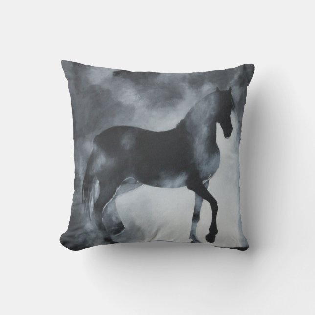 Cheval "fantôme" en brume. Coussin (Recto)