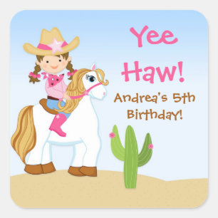 Cheval fille fête d'anniversaire Favoriser Sticker