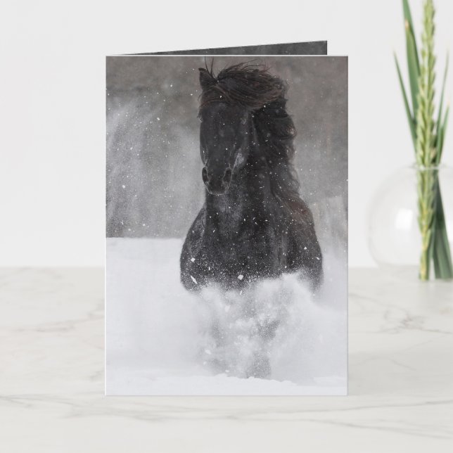 Cheval foncé roule sur la carte de voeux Cheval ne (Devant)
