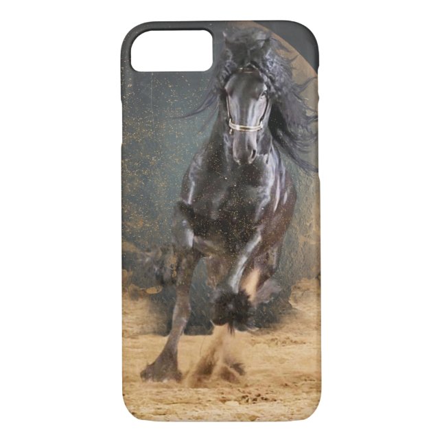 Cheval friésien de beauté noire - coque iphone (Dos)