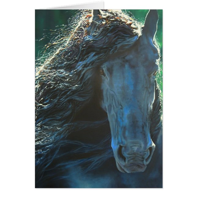 Cheval friésien, étalon noir (Devant)