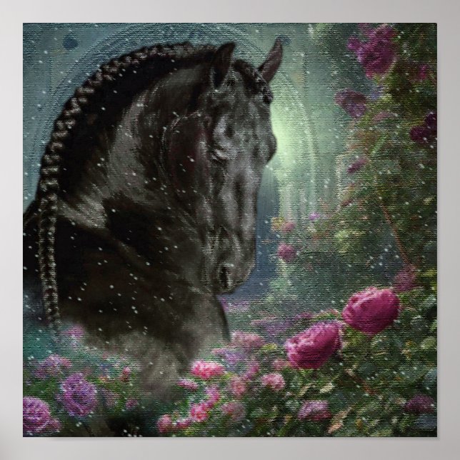 Cheval Frison Black Beauty - Affiche (Devant)