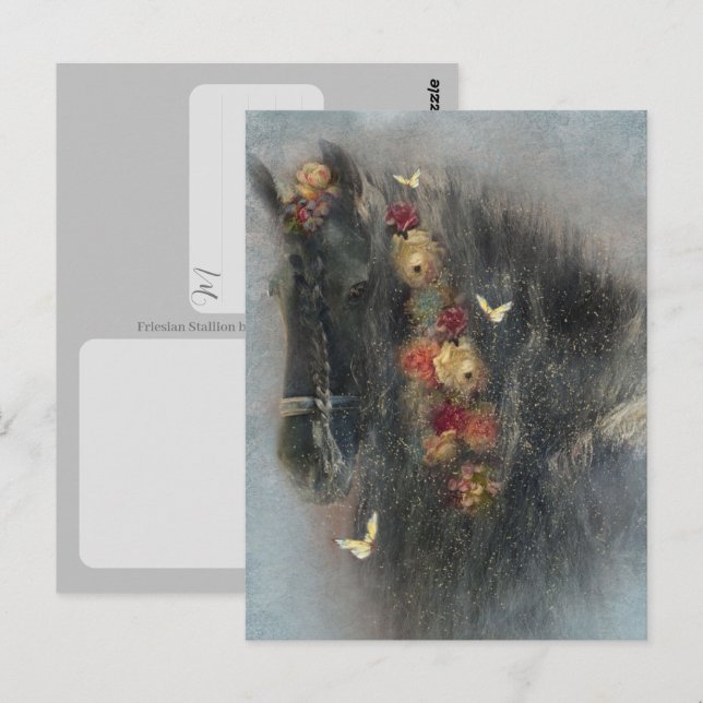 Cheval Frison - Carte postale (Devant / Derrière)