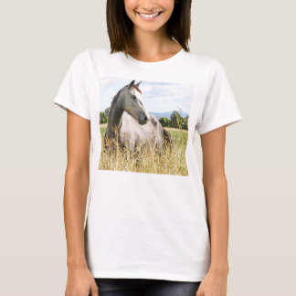 Cheval gris en T-shirt femme à manches longues Pad
