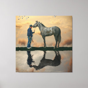Cheval Gris Et Toile Groom OTTB Étendue Imprimer