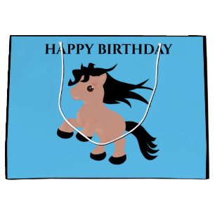 Cheval Joyeux cadeau d'anniversaire sac en bleu.