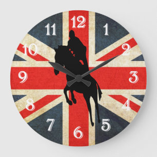 Cheval Jumper Union Jack Drapeau Mur Horloge