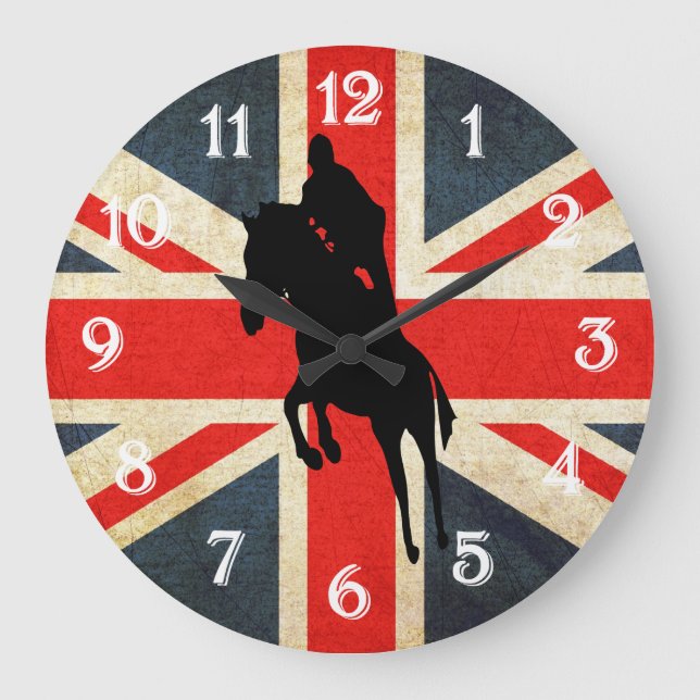 Cheval Jumper Union Jack Drapeau Mur Horloge (Recto)