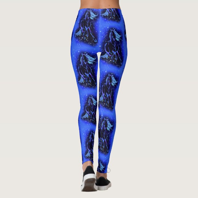 Cheval Leggings Courir Dans Bleu Starry Nuit (Dos)