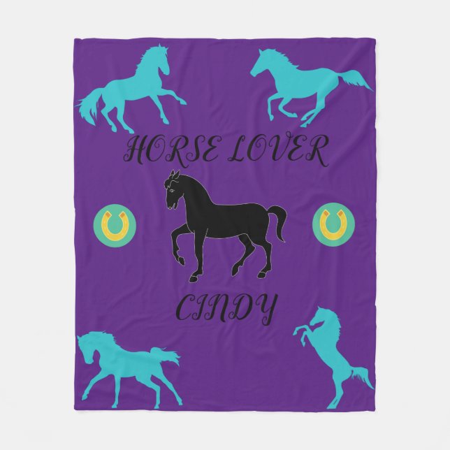 Cheval Lover couverture polaire avec nom personnal (Devant)