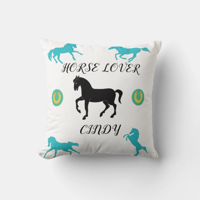 Cheval Lover lance un oreiller avec un nom personn (Recto)