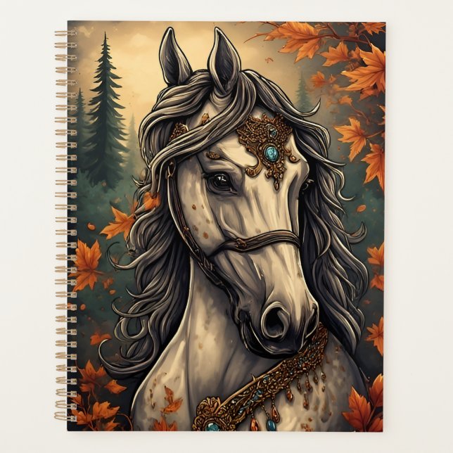 Cheval majestueux orné de bijoux dorés (Devant)