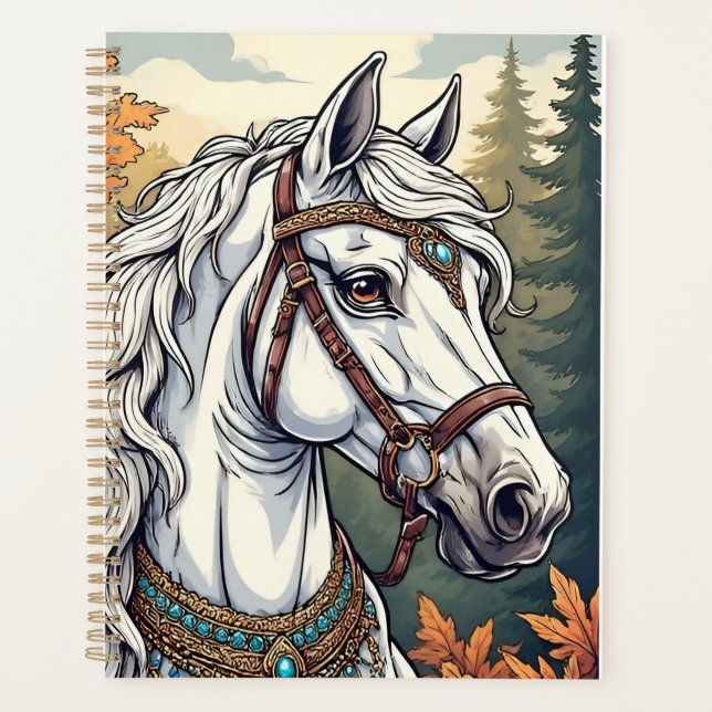 Cheval majestueux orné de bijoux dorés (Devant)