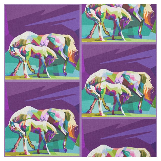 Cheval Mare Et Colt Imprimé Tissu 4,5" (Échantillon)