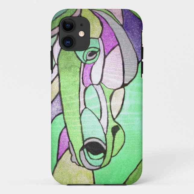 Cheval métallique en Coque iphone vert (Dos)