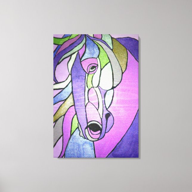 Cheval métallique en toile violette (Recto)