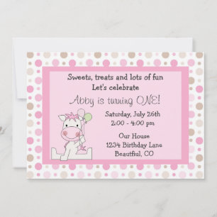 Cheval mignon 1er anniversaire Invitation pour fil