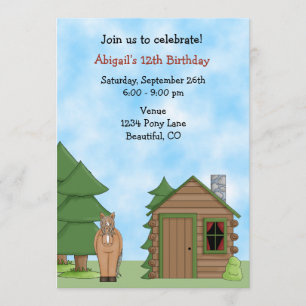 Cheval mignon et Cabine Invitation d'anniversaire 