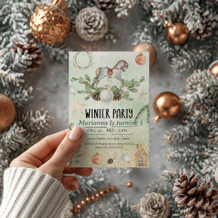 Cheval mignon Noël Anniversaire Fête Invitation