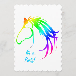 Cheval multicolore Arc-en-ciel Invitation personna