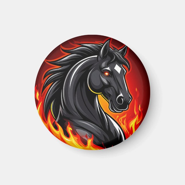 Cheval Noir Fougueux Aimant Yeux Brûlants Cadeau (Devant)