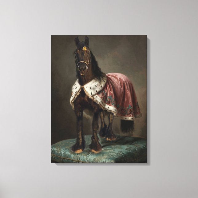 Cheval noir frison - Toile emballée (Recto)