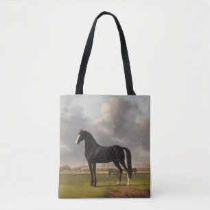 Cheval noir Vintage avec un Sac fourre-tout de lam