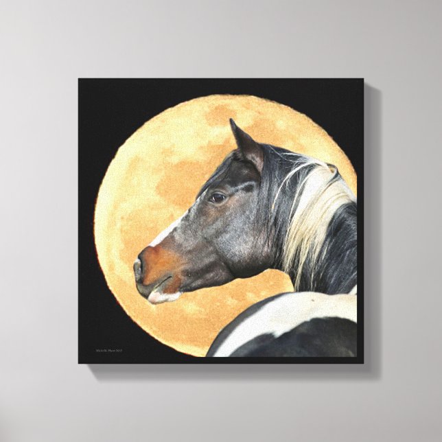 Cheval Peint Avec Pleine lune Toile Imprimer (Recto)
