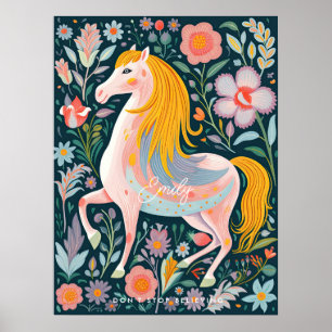 cheval poney fleuri magique poster de chambre pour