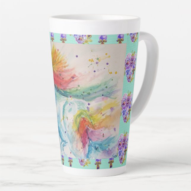 Cheval Rainbow Unicorn Aquarelle Aquua Latte Mug (Angle droit)