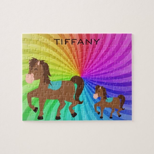 Cheval & Rainbows puzzle personnalisé pour les enf (Horizontal)